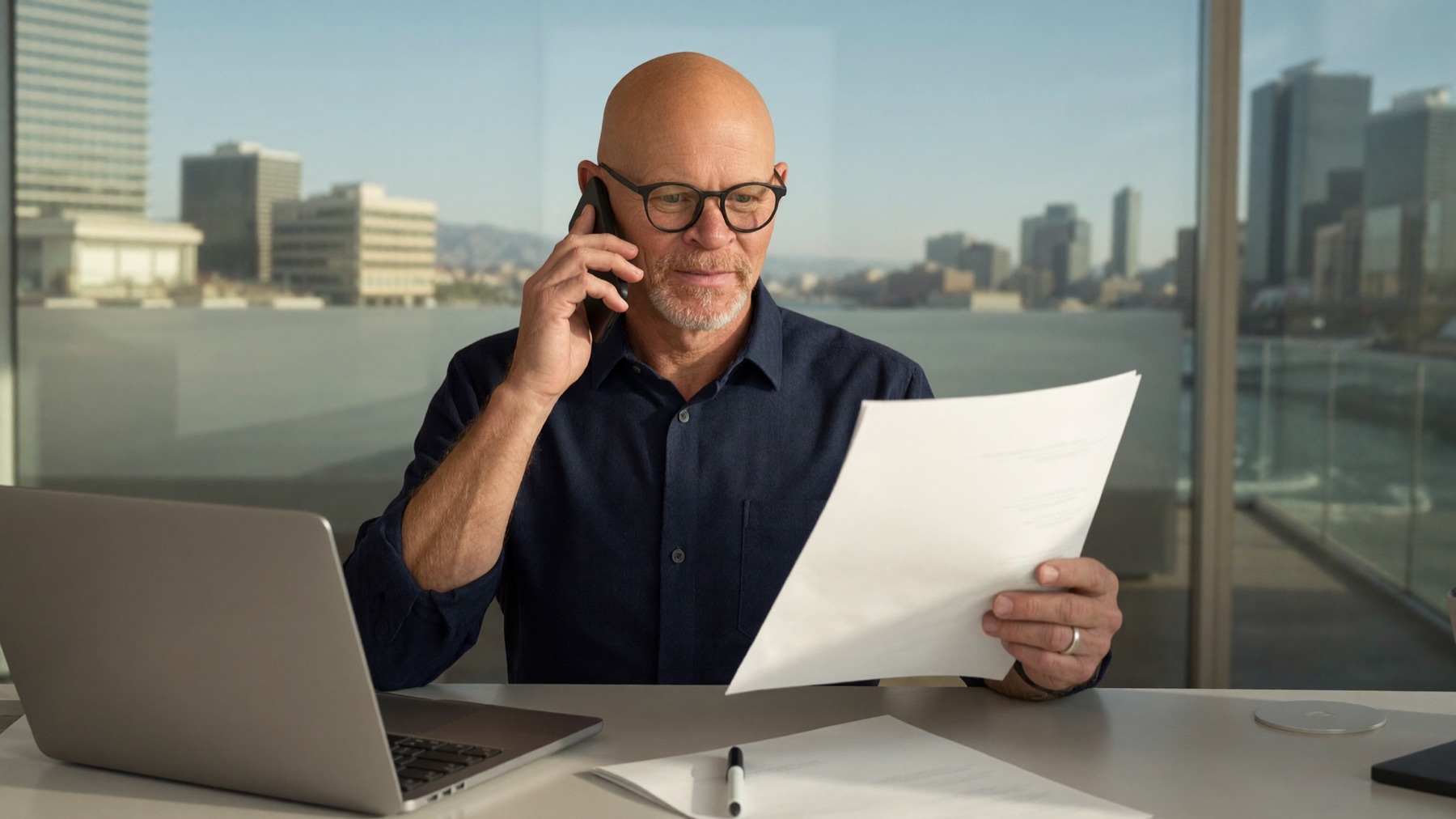 Bill reviewing a car deal by phone