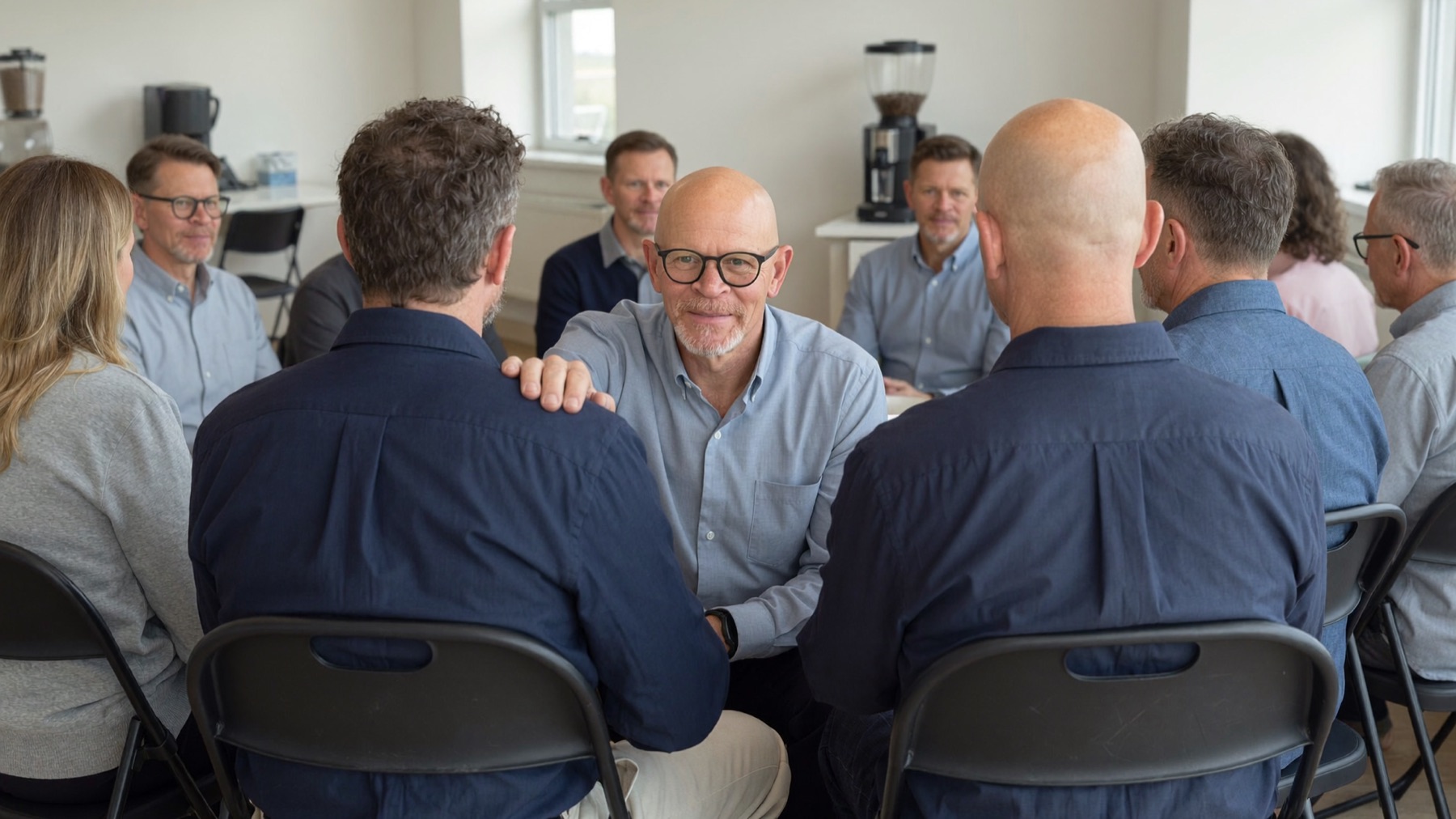 Bill supporting a young man in a recovery group