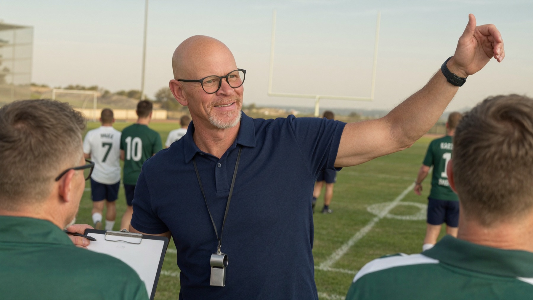 Bill coaching on the practice field